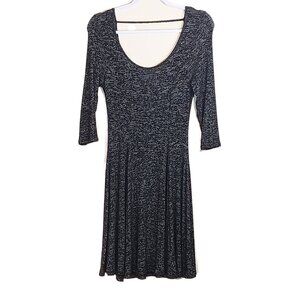 Aiden Y Fit & Flare Skater Dress Large Black Open Back Midi Casual Party Dress